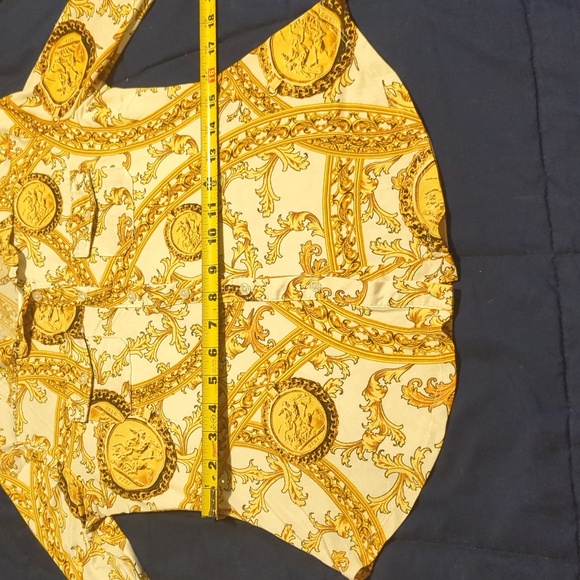 GUC Womens gold coin and white stretch button shirt, size L - Picture 6 of 8